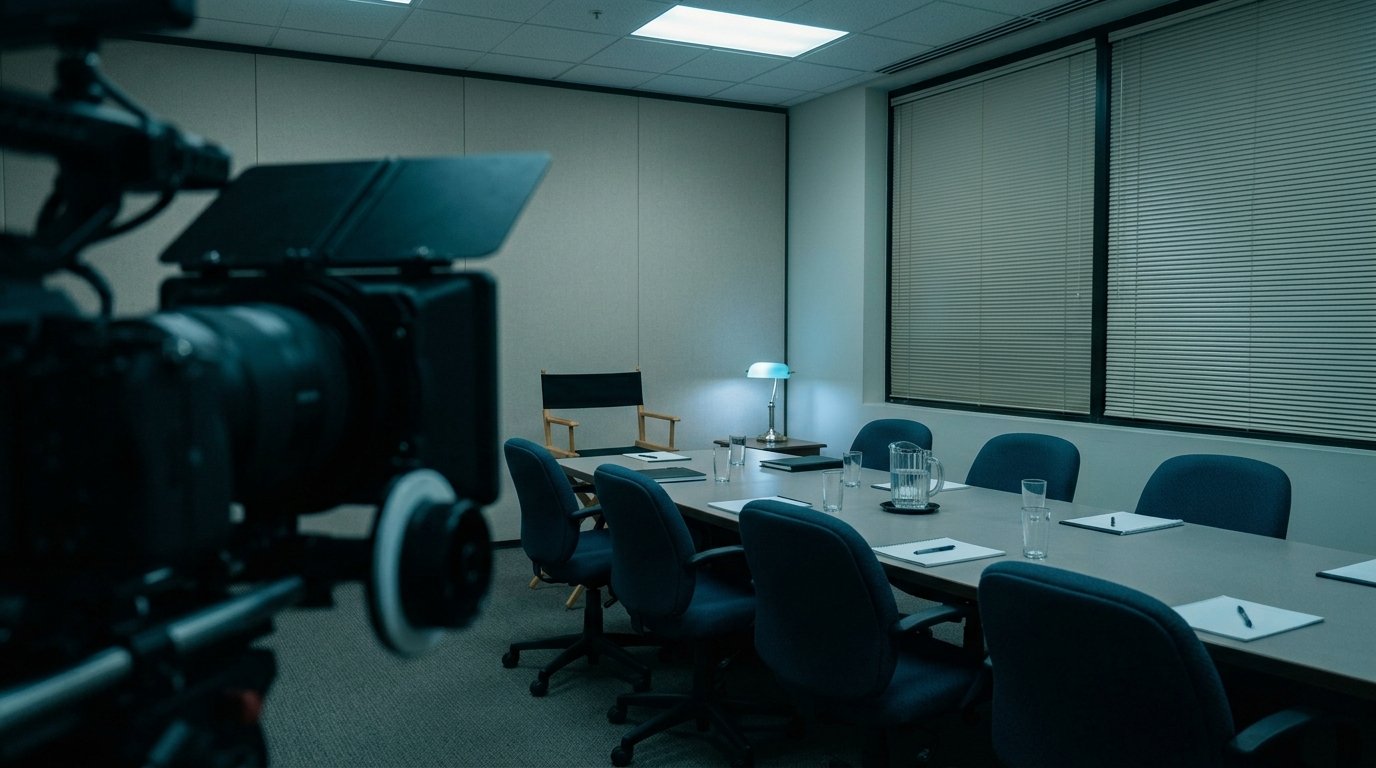 Deposition room set for filming